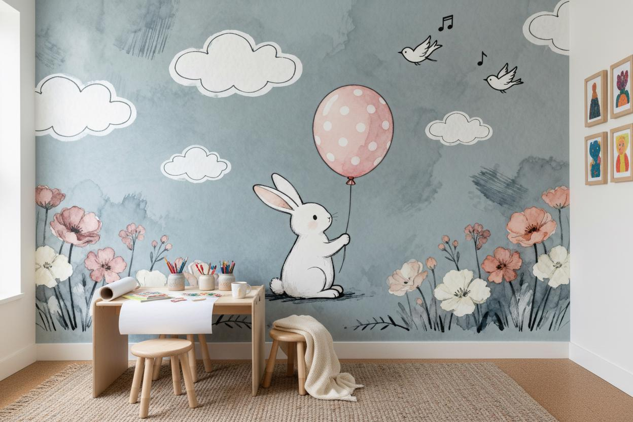 Cartoon Animal Wall Mural Kids - Baby Nursery Peel And Stick Wallpaper 评论和价格