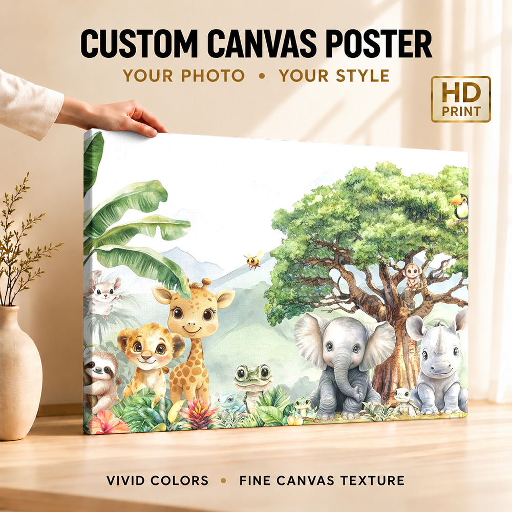 Baby Jungle Animals Wood Frame - Baby Nursery Frames 评论和价格