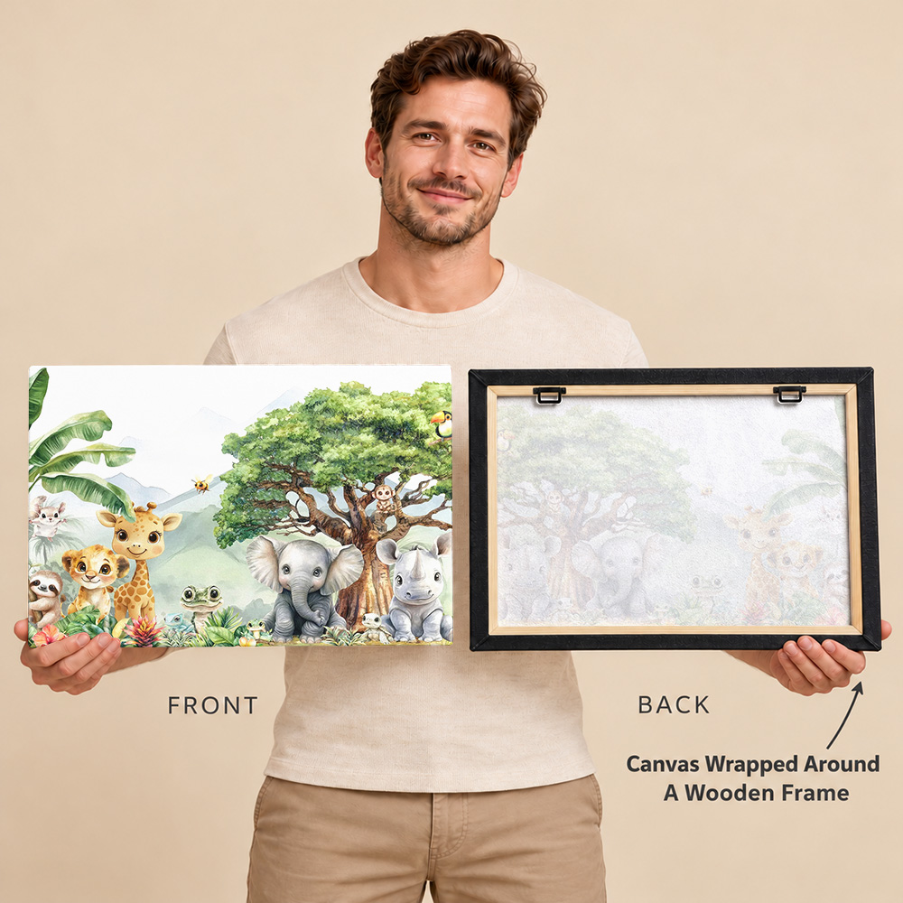 Baby Jungle Animals Wood Frame - Baby Nursery Frames 评论和价格
