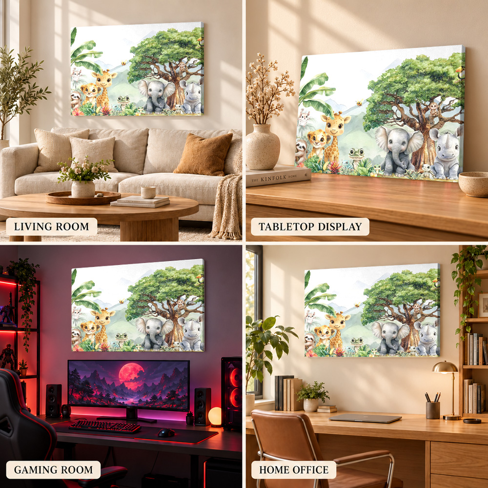 Baby Jungle Animals Wood Frame - Baby Nursery Frames 评论和价格