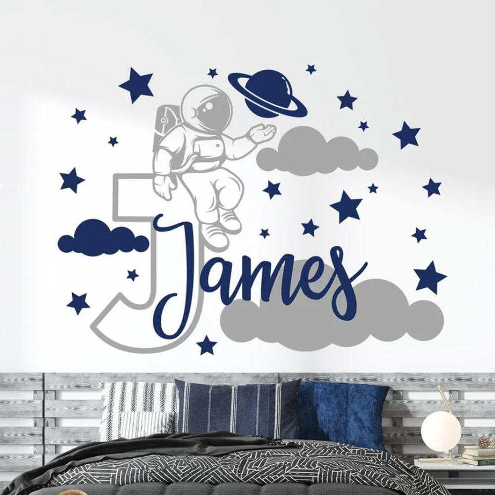 Custom Name Cartoon Space Astr - Baby Nursery Boy 评论和价格