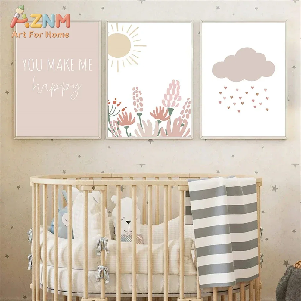 AZNM Boho Pink Rainbow Sun Flo - Baby Girl Nursery Quotes 评论和价格