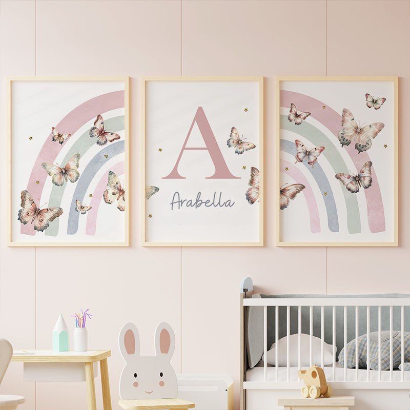 Pink Rainbow Butterfly Custom  - Baby Nursery Decor Girl 评论和价格