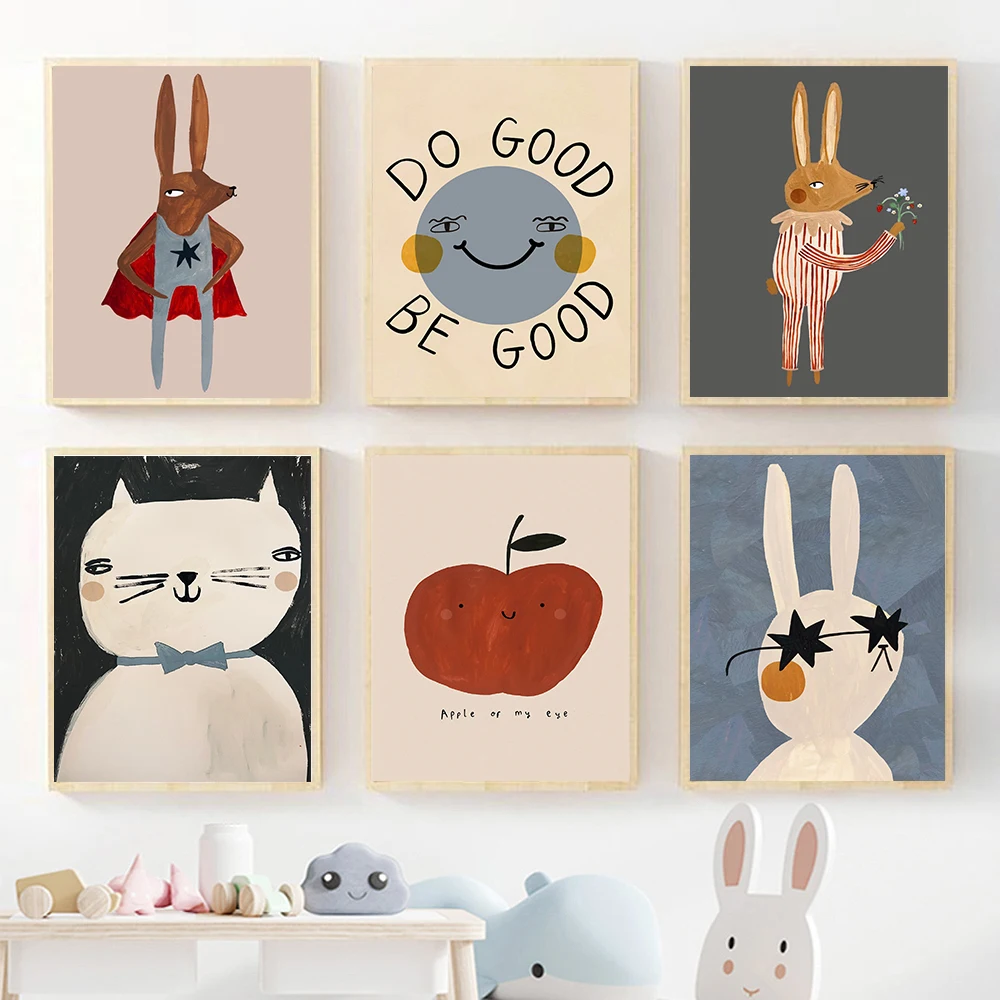 (No frame)Funny Cartoon Rabbit - Baby Nursery Frames 评论和价格